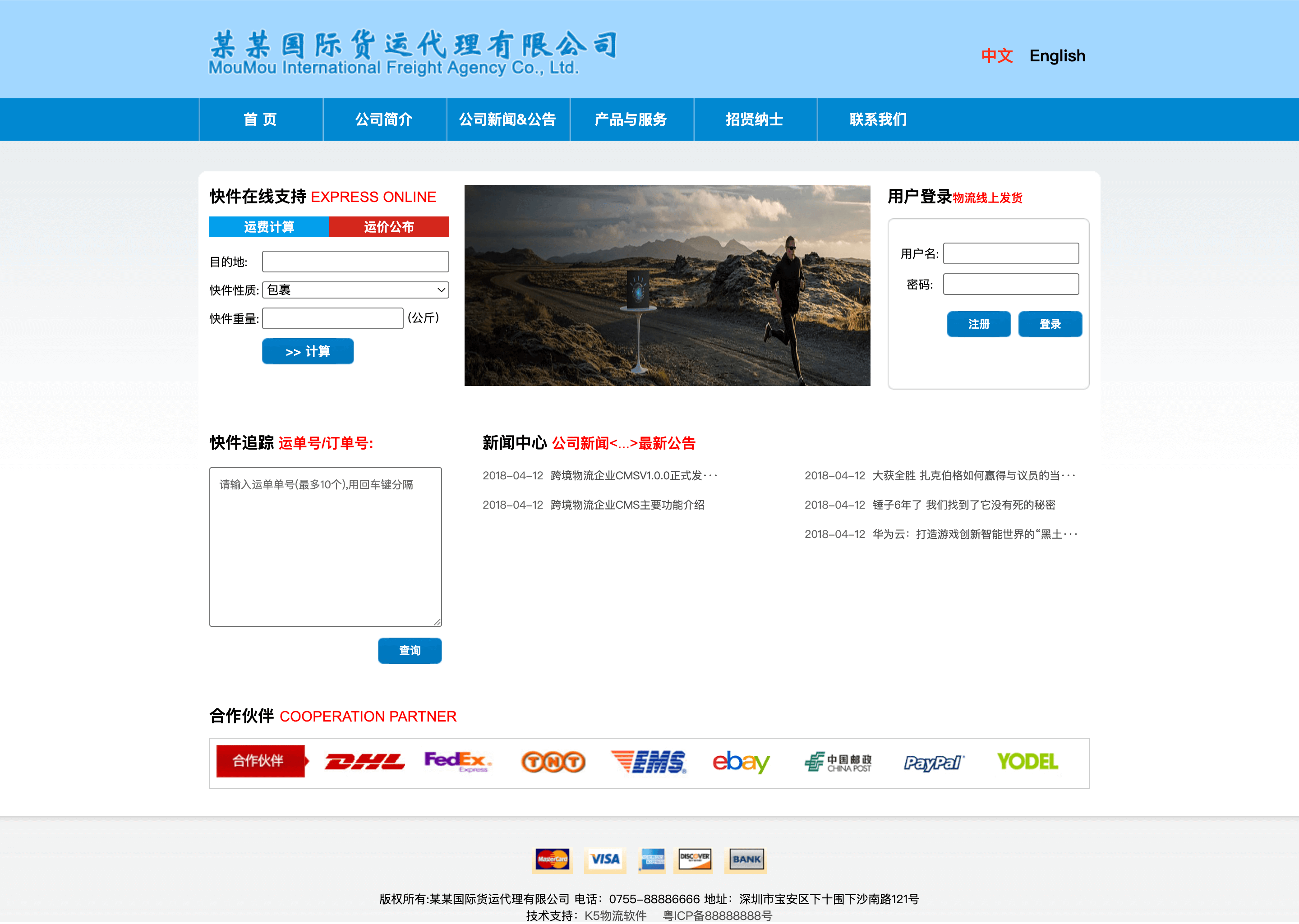 某某国际货运代理有限公司网站